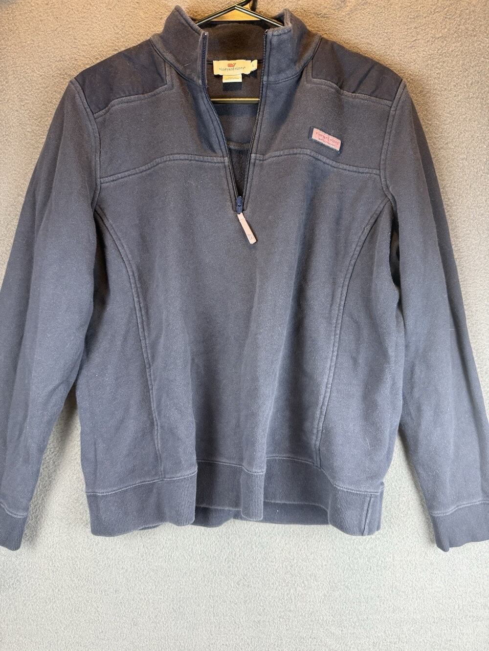 Vineyard Vines Women's Navy Blue Cotton 1/4 Zip Pullover Sweatshirt Size L
